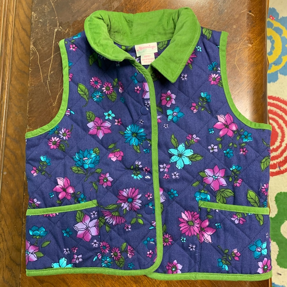 Kids Flower Patterned Vest and Skirt Outfit